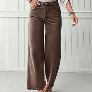 Brown Wide-Leg Women Jeans
